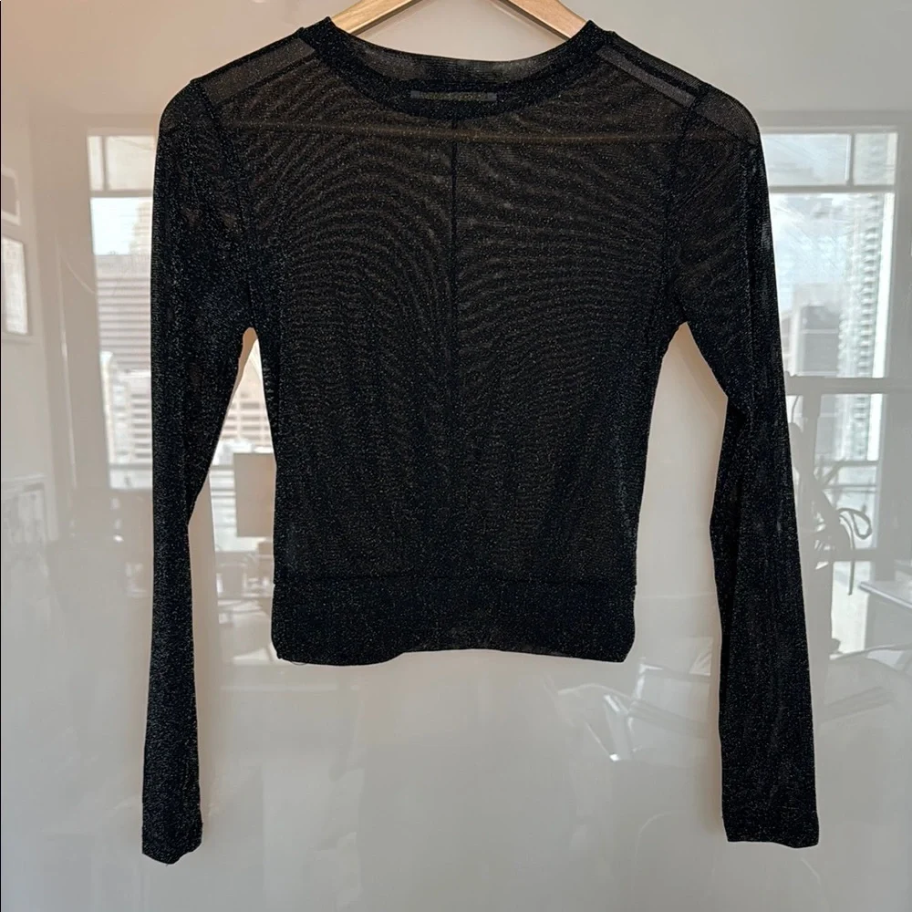 Black Fitted Crop Blouse with Long Sleeves - SIZE S - Never Worn! - Picture 4 of 7